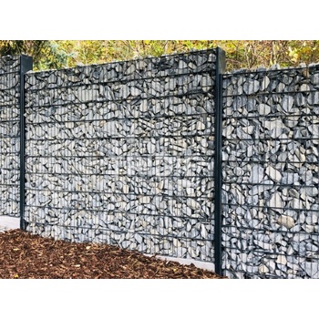Sypaný gabionový plot / ANTRACIT / kompletní sada 2x panel, 2x sloupek, háčky, šrouby / délka 2500 mm