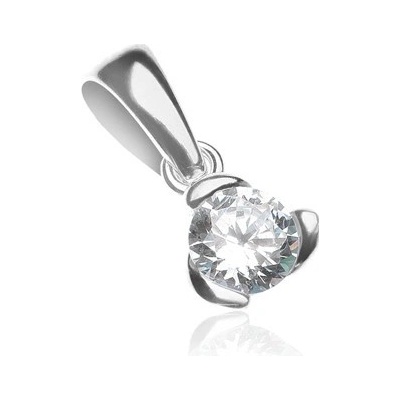 Šperky eshop Stříbrný přívěsek 925 zirkon v kalichu se třemi lístky Y48.4