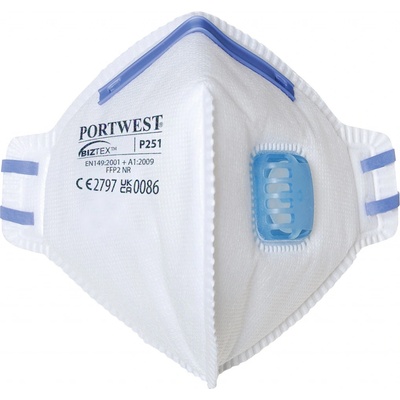 Portwest P251 FFP2 Časticový respirátor s výdychovým ventilom 20 ks biela UNI