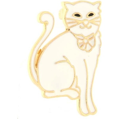 Biju brož bílá kočička se stuhou 9001362