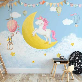 Image 1 of Art gift Детски фототапет - Еднорог на луната
