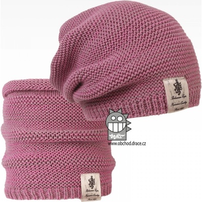 Dráče Čiapka pletená a nákrčník Colors set vzor 27 fialkovo šedá