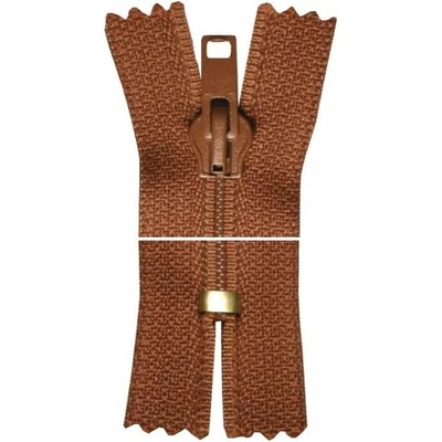 Spirálový zip, nedělitelný - 23cm - hnědý - WICO - BALENÍ 10 ks