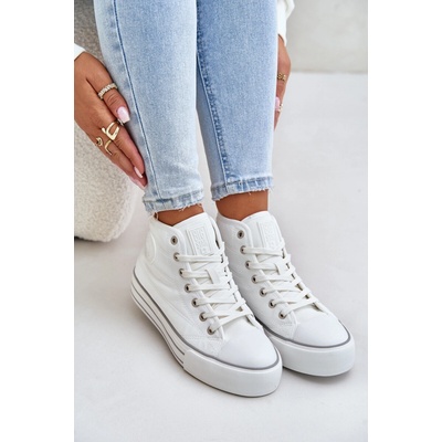 Big Star Shoes Zateplené dámské tenisky na platformě bílá šedá