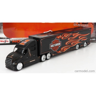 Maisto Truck H d Haulers Truck Harley Davidson Car Transporter 2021 Black 1:64