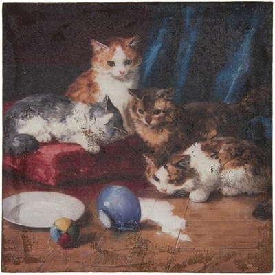 Obraz na jutě s kočkami – 40x2x40 cm