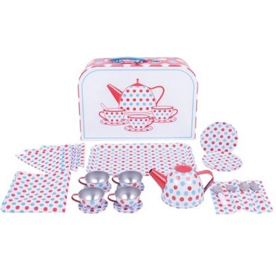 Bigjigs Toys - Метален чаен сервиз в куфарче - Точки (BJ632)