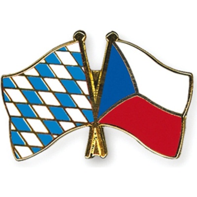 Odznak (pins) 22mm vlajka Bavorsko+Česká republika - farebný
