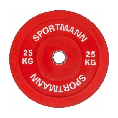 Sportmann Гумена тежест Bumper Plate SPORTMANN 25 кг / 51 мм- Червен
