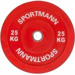 Sportmann Гумена тежест Bumper Plate SPORTMANN 25 кг / 51 мм- Червен