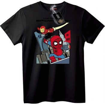 NOONEBRAND Тениска Spider-Man и Iron Man Герои - S, White