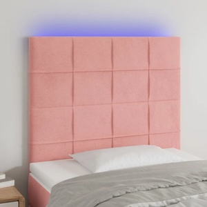 vidaXL LED горна табла за легло, розова, 90x5x118/128 см, кадифе (3122465)