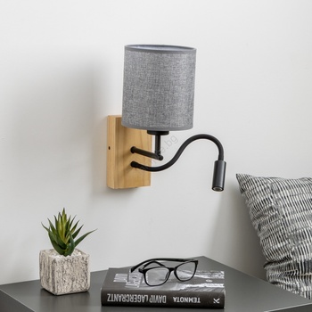 Brilagi - LED Аплик NUBILA WOOD 1xE27/25W/230V + LED/3W дъб/сив (BG1564O)