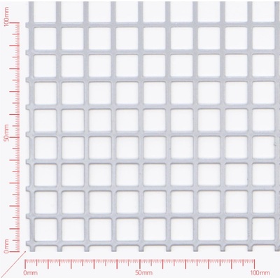 Děrovaný plech; děrování čtvercové řadové; otvor 10,0mm; rozteč 12,0mm