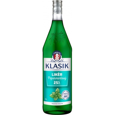 Klasik Pepermitový Likér 25% 1 l (čistá fľaša)