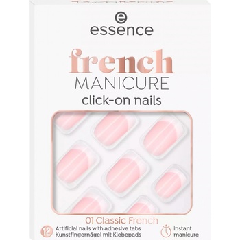 Essence French Click & Go umělé nehty 01 Classic French 12 ks