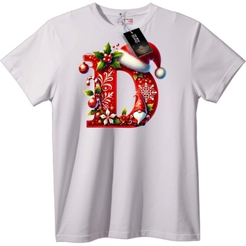 NOONEBRAND Тениска Коледна Буква D - 5XL, White