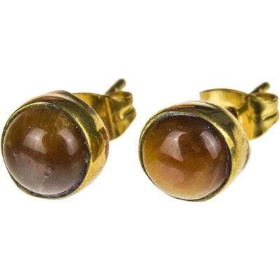 Sanu Babu peckové náušnice s polodrahokamem tygří oko 8 mm puzetka