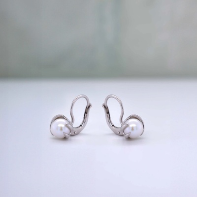 Lillian Vassago patentové náušnice s perlou bílé zlato LLV31-GER044