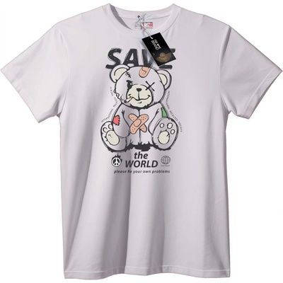 NOONEBRAND Тениска Спаси Света Мечка - 4XL, White