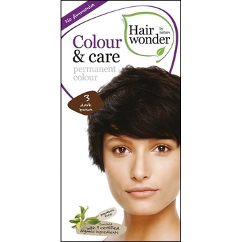 Hairwonder Colour & Care Bio prírodná dlouhotrvající farba na vlasy 3 Dark Brown - tmavo hnedá