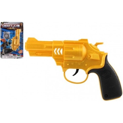 Teddies Pištoľ/revolver na zotrvačník plast 18x12cm na karte