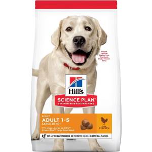 Hill's Нискокалорична суха храна за кучета от едри породи Hill's Science Plan Adult Light Large Breed, с пилешко - 14 кг