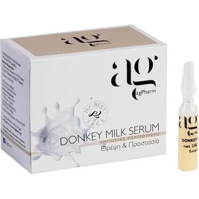 AG PHARM Интензивен серум за лице MY BEST FACE , с магарешко мляко , Ag Pharm Donkey Milk Serum - Nourishes & protects 1amp x 2ml