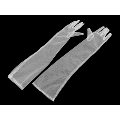 Dlouhé společenské rukavice tylové malé bílá – Zboží Dáma