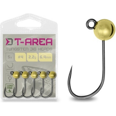 Delphin Jigová Hlavička T-AREA BL Wolframový Jig Zlatý 5 ks - #4 / 2,2 g / 6,4 mm