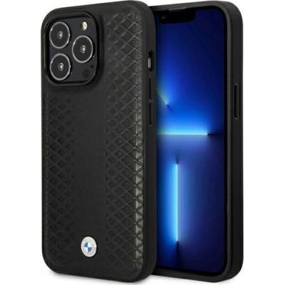 BMW Кейс BMW BMHMP14X22RFGK за iPhone 14 Pro Max 6.7", черен / черен, Leather Diamond Pattern MagSafe (BMW000582-0)