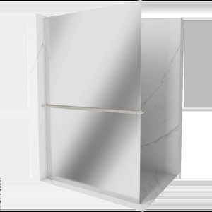 Mexen Kioto+ L стъклена стена за душ с рафт Walk-in 100 x 200 cm, огледало, четкан никел - 800-100-123-97-50 (800-100-123-97-50)