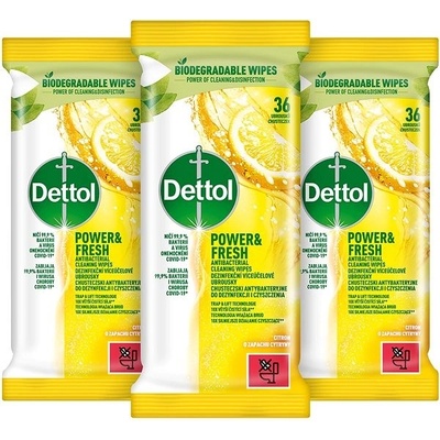 DETTOL Antibakteriální ubrousky na povrchy Citron 3 x 36 ks