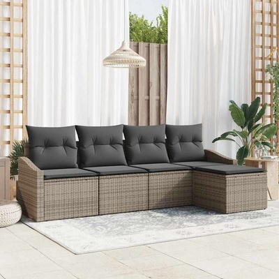 vidaXL Комплект дивани 5 бр. Сив полиратан (3355348)