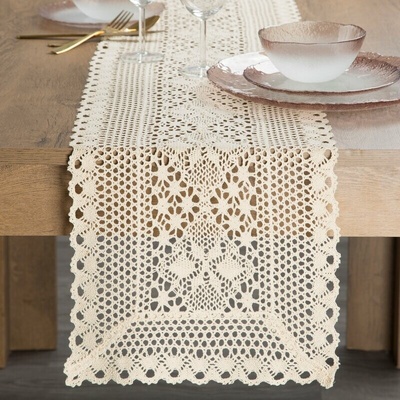 Eurofirany Boho ažúrový obrus 32x140 cm Megy natura Bavlna/PES 33x140 cm