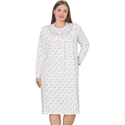 Ватирана нощница с дълъг ръкав и цветя в пепелно розово