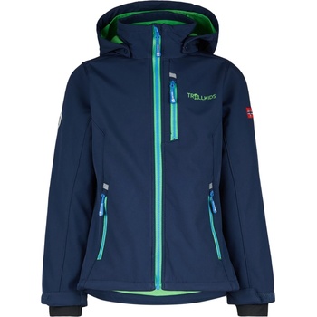 TROLLKIDS Детско софтшел яке Trollkids Kid's Balestrand Jacket Softshell jacket - Navy / Bright Green / Medium Blue - размер 110 (EU) (703-4381-0314)