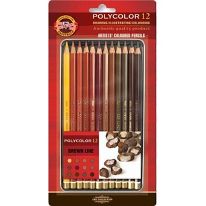 KOH-I-NOOR Polycolor Artist's Coloured Pencils Комплект цветни моливи Browns 12 бр (3822012014BL)