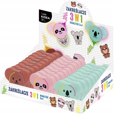 kidea - Текст маркер 3 в 1 животинче (дисплей 24 бр. ) 97371