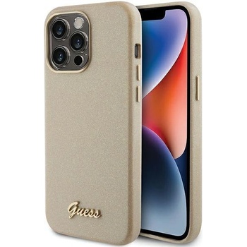 GUESS Кейс Guess GUHCP15XPGMCSD за iPhone 15 Pro Max 6.7", златист / златист, твърд, Glitter Glossy Script (3666339155513)