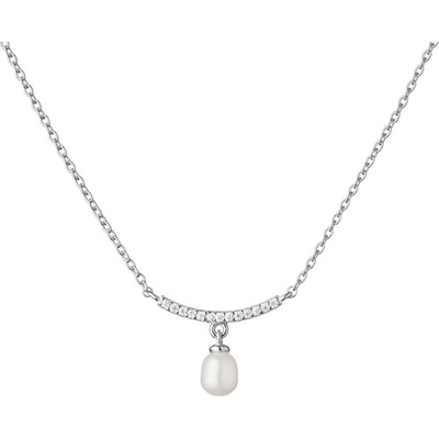 Gaura Pearls Stříbrný náhrdelník s bílou perlou SK23373N Bílá
