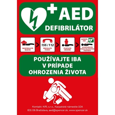 SZO Plzeň SAMOLEPKA AED DEFIBRILÁTOR 15X21cm