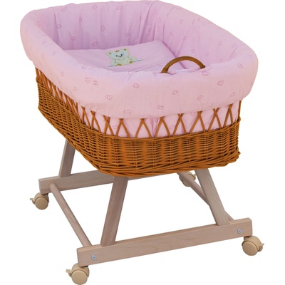 Scarlett Proutěný košík na miminko Méďa růžová – Sleviste.cz