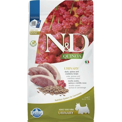 N&D Quinoa Dog Adult Mini Grain Free Urinary Duck & Cranberry 1,5 kg