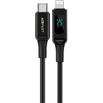 ACEFAST - Кабел за данни (C6-01) - Type-C към Lightning, бързо зареждане, 3A, LED дисплей, 1.2 м - Черен