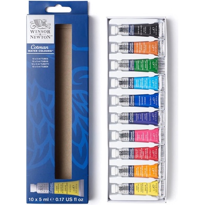 Winsor & Newton Akvarelové barvy v tubě Cotman, sada 10 ks