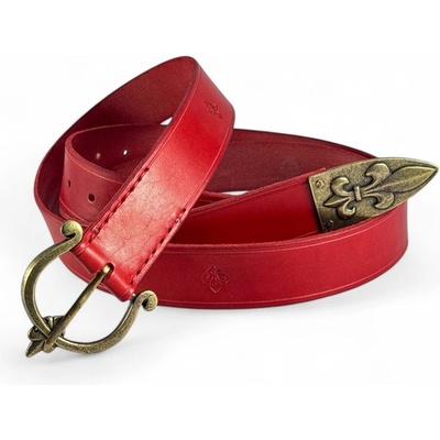 Drakkaria FLEUR de LIS kožený historický opasek červený P10177