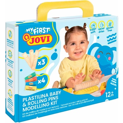 Jovi Mäkká prírodná plastelína My First 4 x 38 g - + 3 drevené valčeky