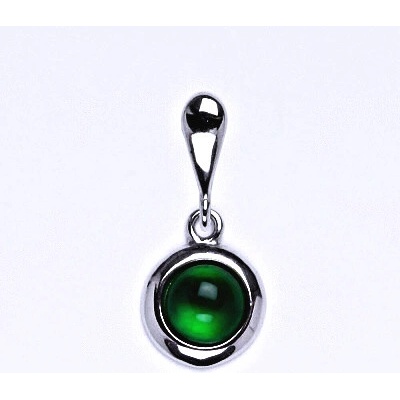 Čištín Přívěsek ze stříbra, přírodní green agate, zelený achát P 1471
