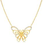 SAVICKI Колие с пеперуда, злато 585, бели диаманти, 0.19К, 47 см
